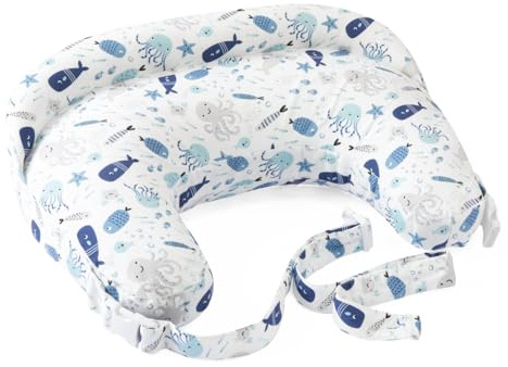 Boppy Cojín Deluxe de Lactancia Para Bebés de 0+ Meses, Forma Ergonómica con Soporte Para Mamá y Bebé, Soporte Bebé Para la Lactancia Materna y Con Biberón