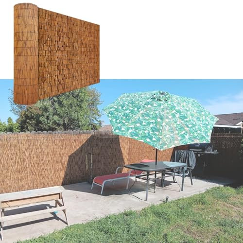 Natürlicher Schilfrohrmatte Schilfzaunrolle Bambuszaun Sichtschutz Für Balkon, Terrasse, Garten, Außenraumteiler(60x600cm(2.0x19.7FT))