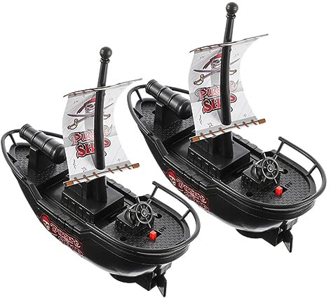 HANABASS 2 Stück Spielzeugboot Kleinkinder Bad für Piratenschiffe Schwebend Meere für kinderspielzeug Piratenfiguren -Piratenschiff Modelle Plastik Black