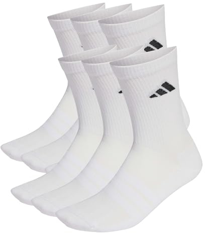 adidas unisex - vuxen Cushioned Crew Socks 6 Pair Pack, white/white/black, 6-7 Years