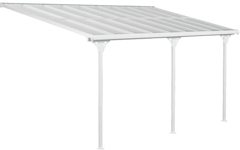 Westmann Alu Terrassenüberdachung Bruce 556 | Pulverbeschichtetes Aluminium | Polycarbonat Doppelstegplatten | Weiß | Wählbare Dachneigung 225-270 cm | UV-Schutz & witterungsbeständig