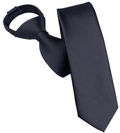 Krawatte Schwarz Reissverschluss,48 × 8cm Krawatten Gebunden für Herren,Verstellbare Krawatte Fertig Gebunden,Fertig Gebundene Krawatten für Herren Reißverschluß für Büro oder Feiertagsveranstaltungen