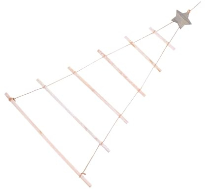 TOYANDONA Weihnachtsbaum aus Holz Wanddeko Leiter Hängend mit Stern Dekoleiter Tannenbaum aus Zweigen Holzäste Fensterdeko Weihnachtsdekoration Kombinierbar für Zuhause