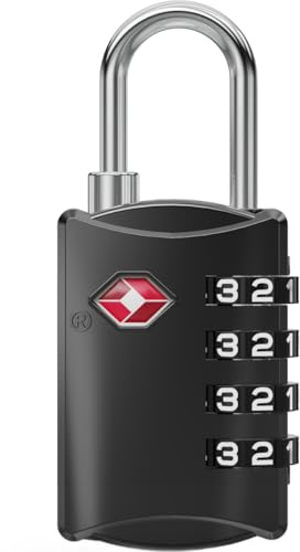 NOVLOCK Cadenas TSA à code 4 chiffres – sécurité voyage compatible USA – pour valise, sac à dos, sac de sport et bagage cabine – lot de 1, noir