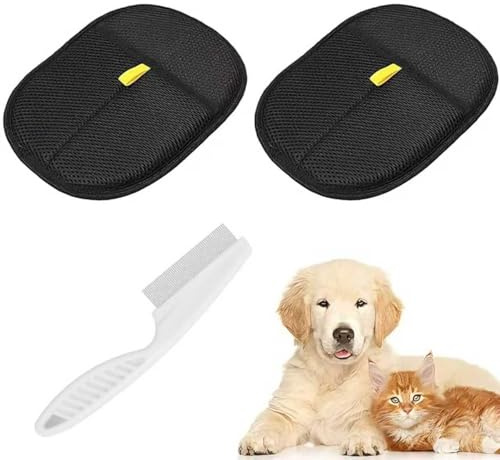 Qylazune 3 Pcs Pet Hair Remover Gloves Dog and Cat Hair Remover Tool for Furniture Sofa Carpet and Clothes Reusable Double Sided Static Pet Hair Removal Gloves for Fur Deshedding Grooming Washing