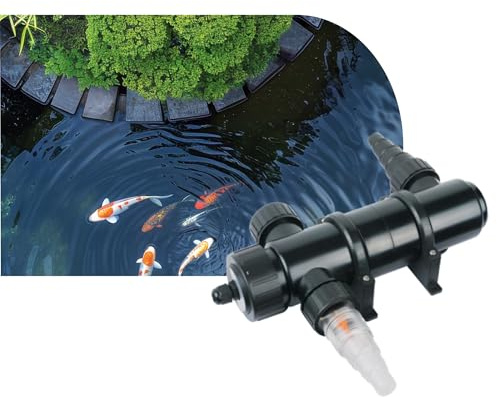 AQPOND Esterilizador UV para Cuenca - Clarificador UV-C para Control de Algas y Agua Verde - Sistema de esterilización para estanques, estanques y Fuentes de Jardín, 2500 l/h, 18 W