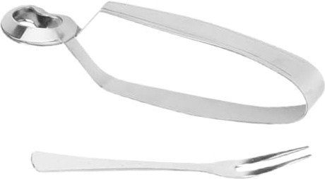 Beaupretty Stainless Steel Escargot Snail Tong and Fork Set 2pcs, Shellfish Food Clip Tongs Fork for Home Dining and Restaurant Serving