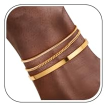 J.Fée Gold Armband Herren Edelstahl Armbänder Set, 3 Stück 316L Edelstahl Herren Armband Gold Kubanischen Stil Armreifen Hypoallergen Stapelbare Armbänder Schmuck Geschenke für Männer