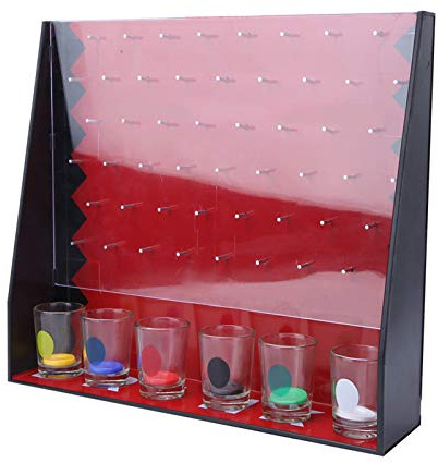 Stylebest Drickspelsset, Roligt Färgstarkt Skottspel med Studsande Chips för Festaktiviteter med Vänner, 27,5x25,5x6,7 Cm, 6 Glas och Spelbräda Ingår