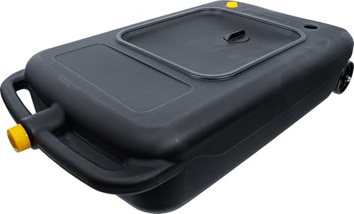 BGS 8554 | Öl-Auffang-Kanister mit Ausgießer | fahrbar | 40 l | Für Motor-, Getriebe-, Hinterachsöle & Kühlflüssigkeit | Auffangbereich ca. 350 x 320 mm | 2 Räder Ø 100 mm