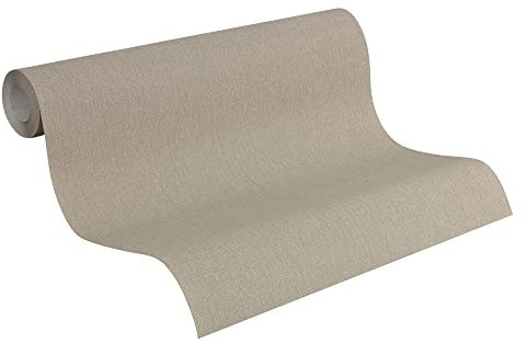 A.S. Création Pure Elegance Vliestapete mit Textilstruktur 0,53 x 10,05 m – Braun, Grau – Uni Tapete mit Struktur - einfarbige braune Wandtapete für verschiedene Räume - 211712