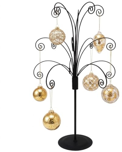 HOHIYA Support de décoration pour sapin de 50,8 cm, crochet métallique à suspendre pour Halloween, Noël, boules de cristal Swarovski, décorations cadeaux, loisirs créatifs, noir