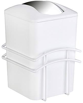 WENKO Schwingdeckeleimer Classic Plus - Kosmetikeimer mit hochwertigem Rostschutz Fassungsvermögen: 3 l, Stahl, 14 x 22.5 x 16.5 cm, Weiß
