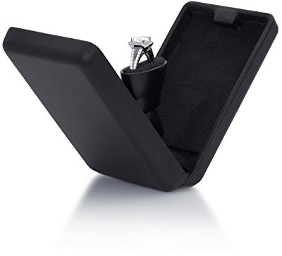 Noble Flat and Slim Pop-The-Question Jewelry Engagement Proposal Wedding Ring Box with Secret Surprise Elements (Black)
