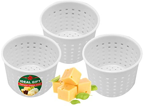 3 moldes de queso pequeño para hacer queso de 300 ml - Moldes de queso suave - Suministros caseros para hacer queso - Molde en forma de queso crema - Moldes para queso Fresco Casero