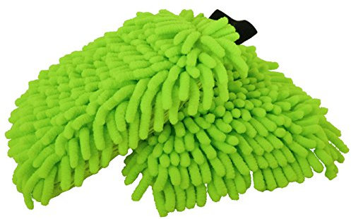 SemyTop 2x Mikrofaserhandschuhe für Auto, Motorrad, Fahrrad oder Boot - Grün - Reinigungshandschuhe