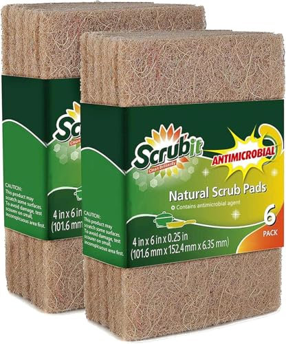 SCRUBIT All Natural Scouring Pad by - Cuts Through Kitchen Dirt with Ease - Dish and Pot Non-Scratch Scrubber - 100% Natural Sisal Cleaning Scrubbing Pads - No Harmful Chemicals -12 Pack