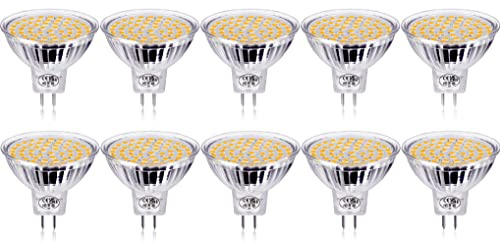 GVOREE MR16 GU5.3 LED Lampen,450lm,Ersatz für 40W Halogenlampen,5W,12V AC/DC,Warmweiß,120° Ausstrahlungswinkel,LED-Reflektorlampe mit GU5.3 Sockel 10er Pack