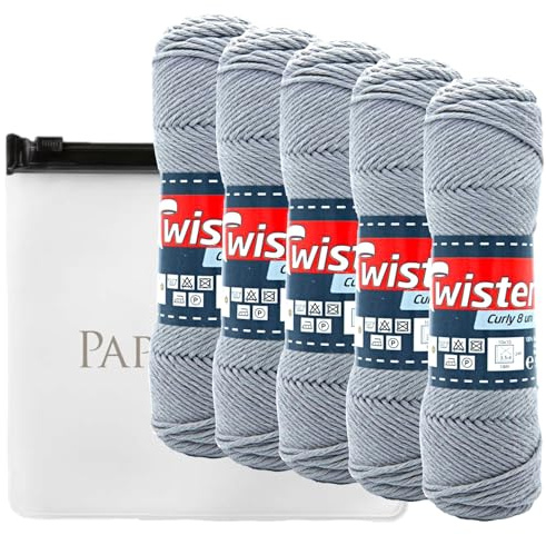 Haekelgarn Baumwollgarn Stricken Haekeln Basteln 5x50g Fb.18 mausgrau inkl.Zippbeutel