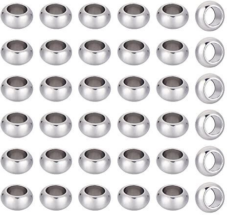 UNICRAFTALE 10mm Rondelle Spacer Perlen 60pcs Edelstahl Lose Perlen 6mm Loch Spacer Beads Glatte Oberfläche Perlen Suche Für DIY Armband Halskette Schmuckherstellung Handwerk