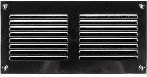 Vent Systems 8'' x 4'' Inch (Overall Dimensions) Black Air Vent Duct Cover Metal Return Grill with Built in Pest Guard Screen HVAC Grille for Home Improvement 6x2 (Opening Dimensions)