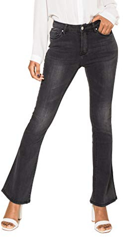 Nina Carter P079 Dam jeansbyxor Flared Bootcut Zip Använt utseende Utsvängda jeans Schlagbyxor, L (Smal)