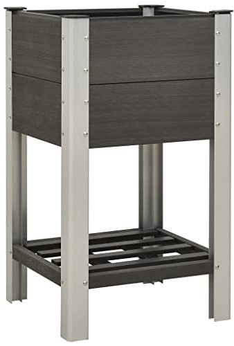 vidaXL Garten Hochbeet mit Ablage Pflanzkasten Blumenkasten Gemüsebeet Pflanzbeet Frühbeet Kräuterbeet Gartenbeet Blumenbeet 50x50x90cm WPC Grau