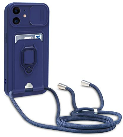 yanasuo Cordon de Coque Compatible avec iPhone 11, Collier pour Étui Colliers de cellulaire, Silicone Cover Protection de la Caméra Étui Lanyard Case-Bleu