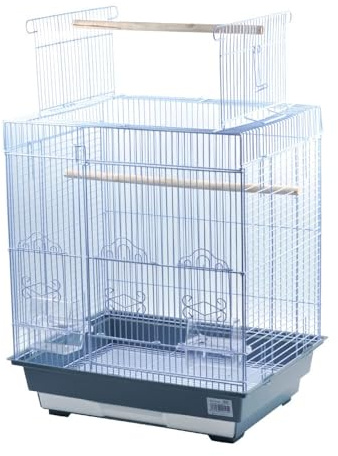 Jaula para pájaros con comederos Jaulas pájaros con Polo soporte46.5X36X70CM (SOY0145-COLOR Aleatorio)