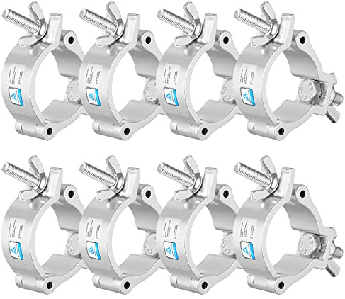 50mm Truss Clamps, 8PCS WorldLite TUV Aluminum 2 Inch Stage Light O Clamps for Truss, Heavy Duty 100KG LED Par Light Moving Head Beam Spot Lighting Clamp, Fit for 48-52mm OD Tube