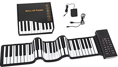 McGrey RA-61 Rollpiano - Faltbares Klavier zusammenrollbar für Transport - Li-Ionen Akku - Praktisch & leicht - Super für unterwegs - Für Kinder & Erwachsene geeignet - Inkl. Ladekabel und Pedal