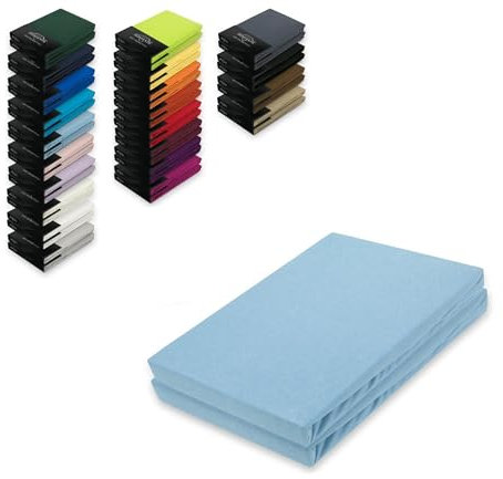 EXKLUSIV HEIMTEXTIL Doppelpack Jersey Spannbettlaken 140-160 x 200 cm Hellblau