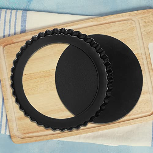 SEGNAYEN Quiche - Molde para tarta de 22 cm con parte inferior extraíble, mini latas para hornear, bandeja para tartas, base redonda acanalada, base suelta de hojalata, 1 pieza