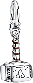 Breloque Marteau de Thor Marvel en argent sterling 925, Compatible avec Pandora et autres bracelets à breloques britanniques, Métal