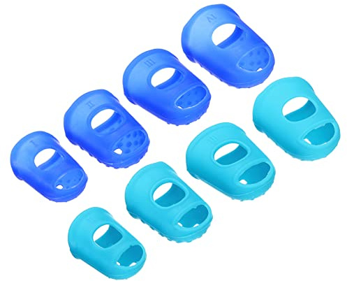 PATIKIL Gummi fingerspetsar, 16-pack silikon tumfingertoppsskydd dynor fingerborg för gitarrspel kontor räkning sömnad, blå, himmelsblå 4 storlekar