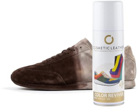 Cosmetic Leather Spray Ravvivante Camoscio Marrone Scuro 200 ml, Ravviva Camoscio Scarpe, Tintura Spray Rinnova Colore per Scamosciato, Nabuk e Tela, Protegge e Non Indurisce, Asciugatura Rapida