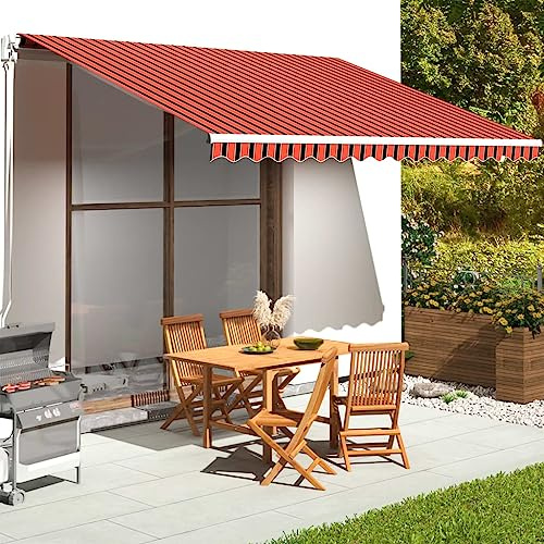 PURADAY Tessuto di Ricambio Tenda da Sole Arancione e Marrone 4,5x3,5 m Tenda Da Esterno Telo Parasole Per Tende Da Sole Tessuto Per Tende Da Sole Tessuto Alternativo Di Alta Qualità