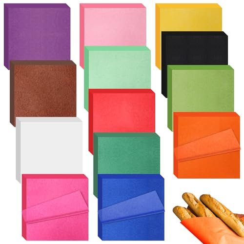 Qilery 1040 Sheets Deli Paper Assorted Color Kite Paper Origami Waterproof Sandwich Packaging Sheet 12 x 12 No Wax Oil Proof Light Transmission for Wrapping Craft, 13 Colors
