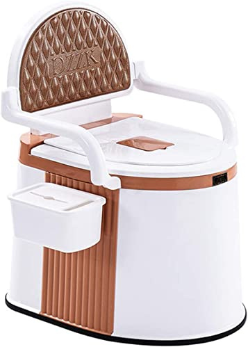 KLUFO Kommode Toilettenstuhl,Tragbarer erhöhter Toilettensitz Kommode Stuhl für Toilette mit Armen,Stabiler und schöner extra breiter Toilettenstuhl, für Outdoor Indoor einfache Reinigung (Braun)