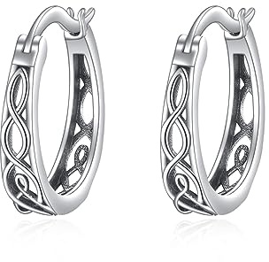 Ohrringe Creolen Silber Keltisch Knoten Ohrringe Silber 925 Unisex Creolen irischer Schmuck Geschenk für Männer Damen Frauen