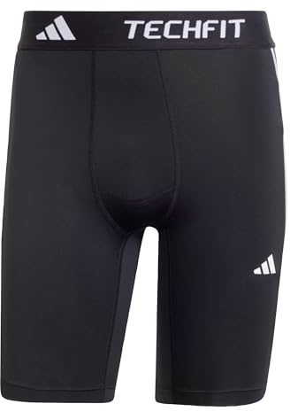 adidas Hombre TECHFIT COMPRESSION TRAINING 3-STRIPES SHORT TIGHTS, Black, M
