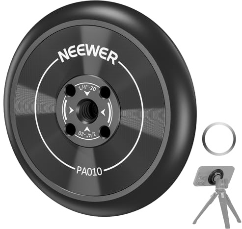 NEEWER Adaptateur Support Trépied Magnétique Téléphone avec Bague Magnétique Adhésif Compatible avec MagSafe iPhone Plupart Modèles, Filetage 1/4 Phone Tripod Mount Adapter pour Vidéo Selfie, PA010