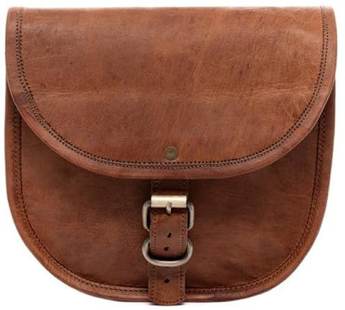SID & VAIN große Umhängetasche echt Leder - Crossbody Bag Aubrey - Schultertasche Damentasche mit Schultergurt - Ledertasche Damen braun handgefertigt