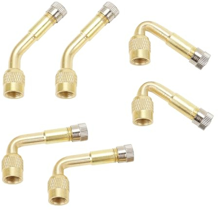 YIENAKFUN Metal Valve Stem Extenders 45 Degree 90 Degree 135 Degree Universal Valve Stem Extensions for Dual Wheels Passenger Cars, RV, Stroller, Bicycles, Motorcycles and Trailers 6 PCS Gold