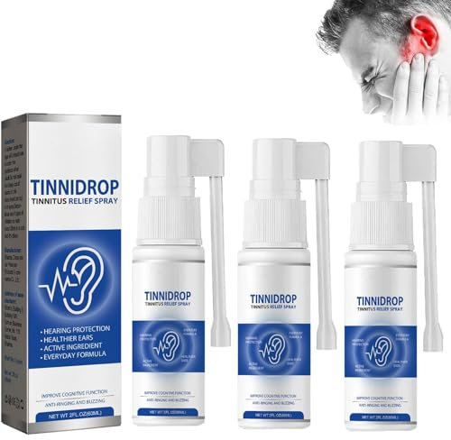 Tinnidrop Spray de soulagement des acouphènes, soulagement des acouphènes pour les oreilles qui bourdonnent, soulagement l'inconfort de l'oreille,gouttes auriculaires pour soulager acouphènes (3pcs)