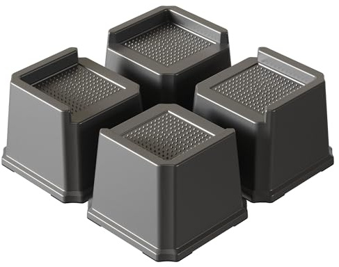 Lutown-Teen Bed Risers 3 Inch, Heavy Duty Sofa Lifter Blocks 4 Pack, Black | L-Shape, Fit Leg-type or Flat-bottom Furniture, Chair, Table, Add 3 Extra, 11.7x11.7x9.7 cm Total Size, 680kg Capacity