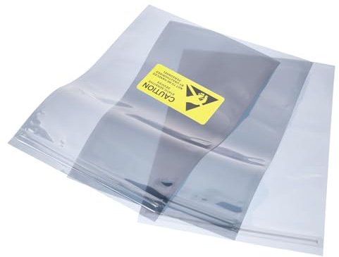 QUARKZMAN Antistatiska påsar paraplypåsar 50 stycken 17 x 25 cm (6,7 x 9,8 tum) återförslutningsbar med etiketter för hårddisk HDD SSD kretskort