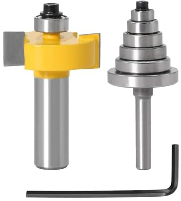 MiJunHD Nutfräser Falzfräser 12.7 mm Schaft & 6 Größen Lagern, Schnitttiefe 3/8, 1/2, 5/8, 3/4, 7/8, 1-1/8, Holzhandwerker Nut Feder Oberfräse Fräser Schlitzfräser, 12.7 mm Hartmetallklinge