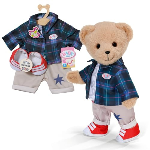 BABY born Teddy Outfit con pantaloni alla moda, maglietta, giacca e scarpe - Accessori di alta qualità per bambole - Abbigliamento adatto per bambole di 43 cm