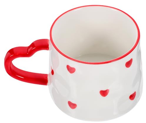 OKUMEYR Keramik Kaffeetasse Mit Henkel Espressotasse Für Heißgetränke Cappuccino Becher Mit Herzmuster Kleine Tasse Für Tee Und Kaffee